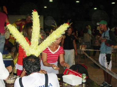 Los carrocistas y sus colaboradores colocan la flor y el ptalo en sus creaciones