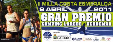 Imagen de la valla anunciando la II Milla Urbana Costa Esmeralda de Laredo